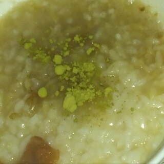 梅干しバルサミコ酢緑地白米ご飯お粥